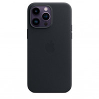 Кожаный чехол Leather Case with MagSafe для iPhone 14 Pro Midnight